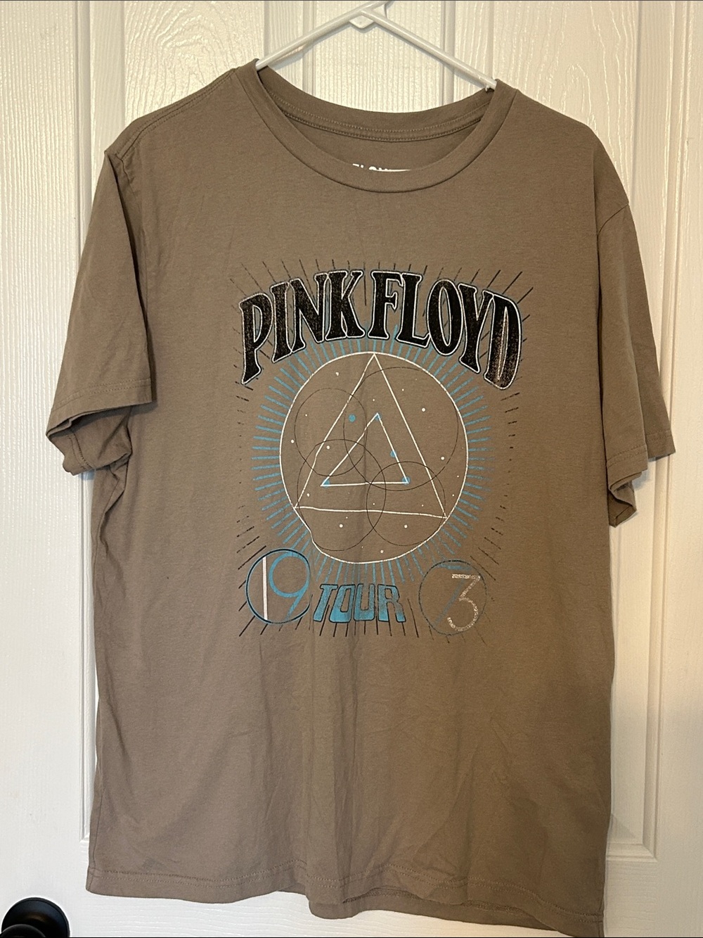 Pink Floyd Brown Short Sleeve Graphic Tee with Blue Accents